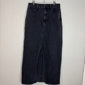 Good American Women's Black Straight Denim Jean Maxi Skirt Size 27